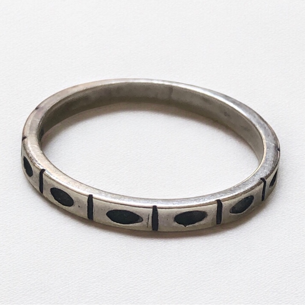 Waldeck Johnson Native Sterling Onyx Inlay Ring Sz 7.75/8